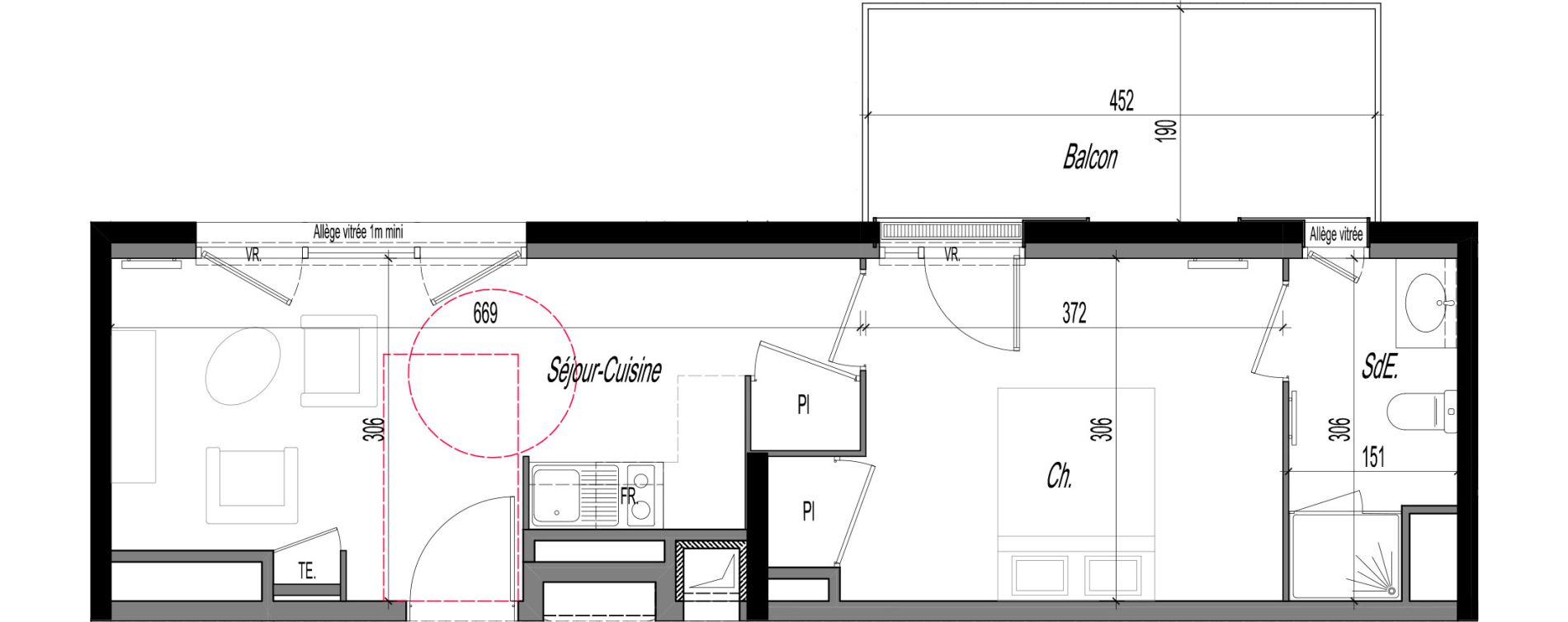 Appartement T2 meubl&eacute; de 33,30 m2 &agrave; Clermont-Ferrand R&eacute;publique