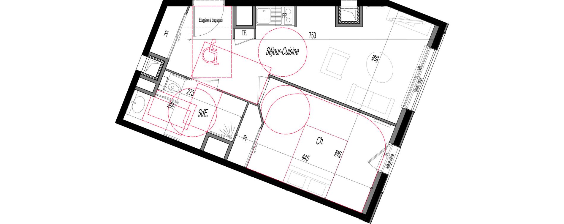 Appartement T2 meubl&eacute; de 37,95 m2 &agrave; Clermont-Ferrand R&eacute;publique