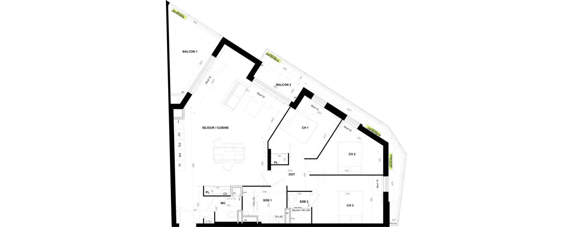 Appartement T4 de 86,28 m2 &agrave; Clermont-Ferrand Coubertin - les salins