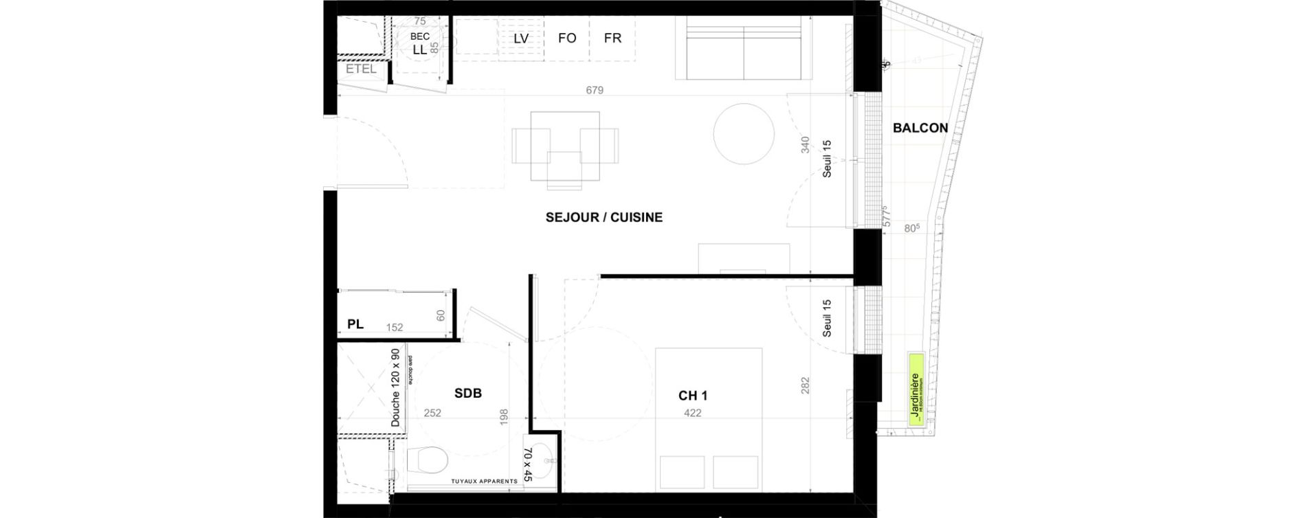 Appartement T2 de 40,96 m2 &agrave; Clermont-Ferrand Coubertin - les salins