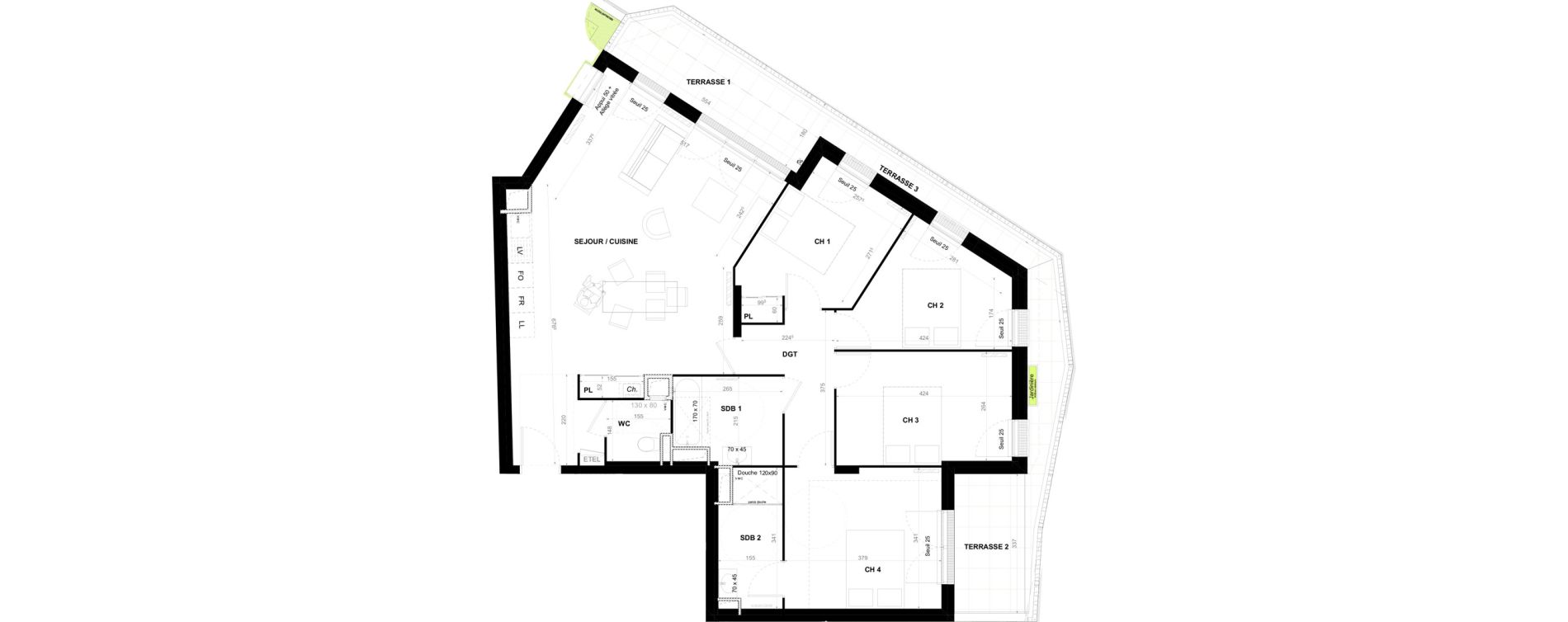 Appartement T5 de 102,01 m2 &agrave; Clermont-Ferrand Coubertin - les salins