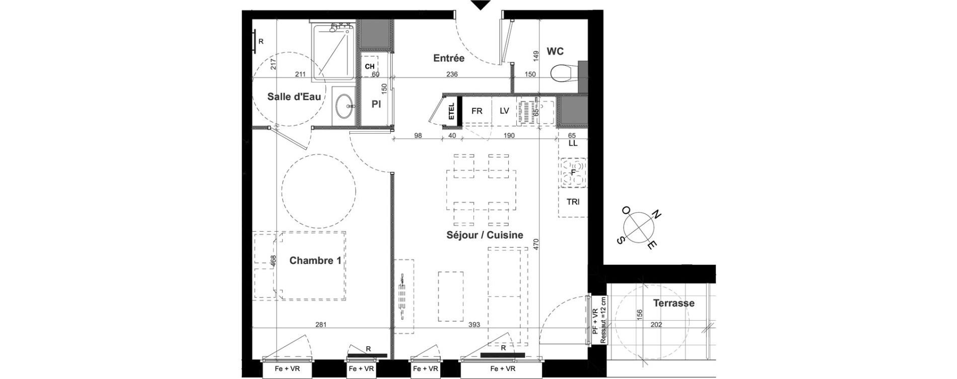 Appartement T2 de 44,72 m2 &agrave; Clermont-Ferrand Les salins