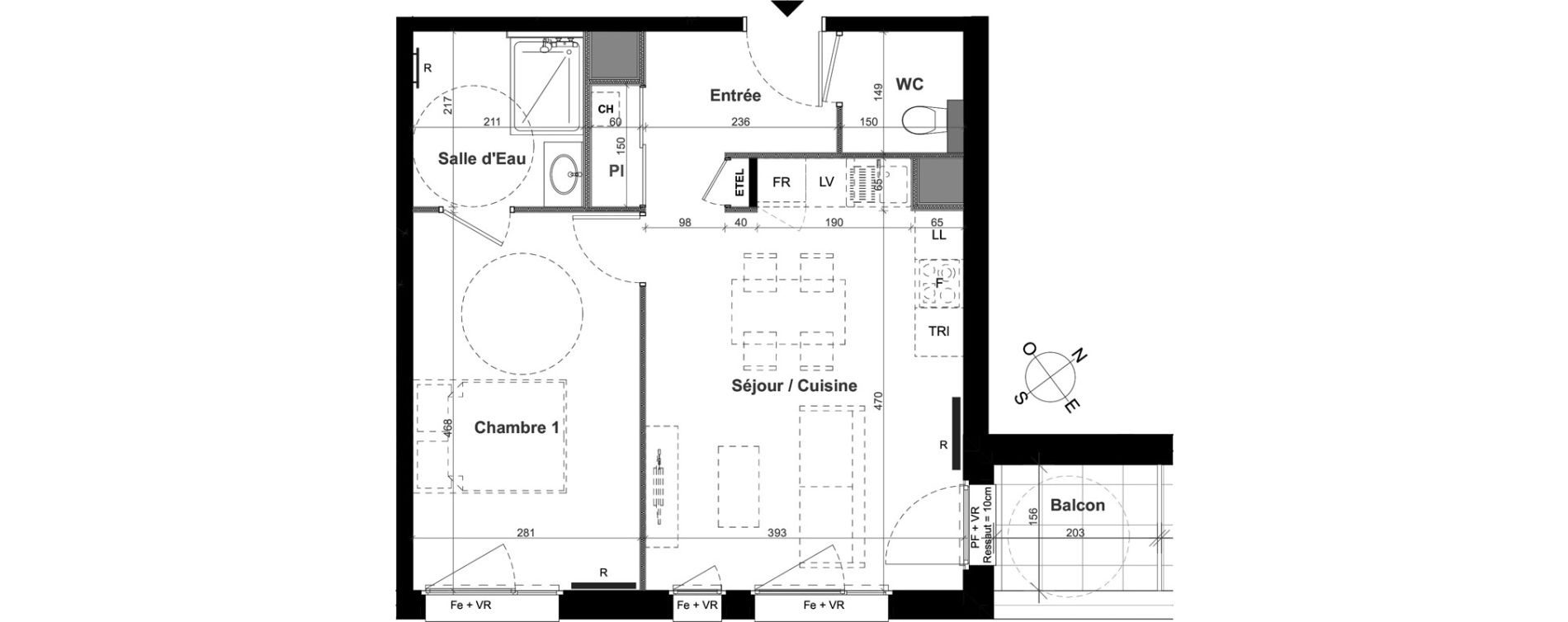 Appartement T2 de 44,72 m2 &agrave; Clermont-Ferrand Les salins