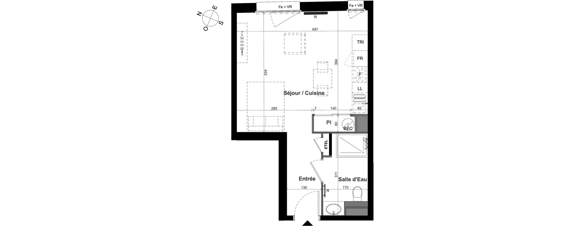 Appartement T1 de 30,73 m2 &agrave; Clermont-Ferrand Les salins