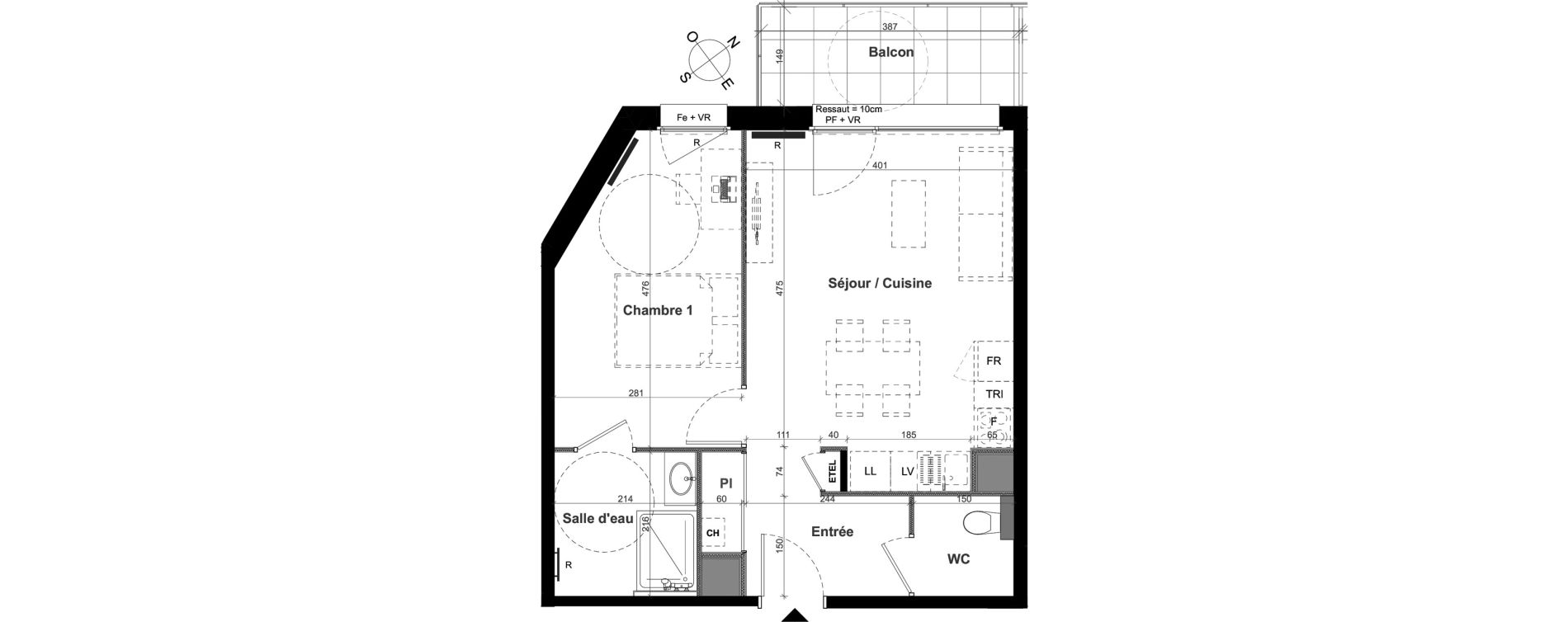 Appartement T2 de 44,56 m2 &agrave; Clermont-Ferrand Les salins