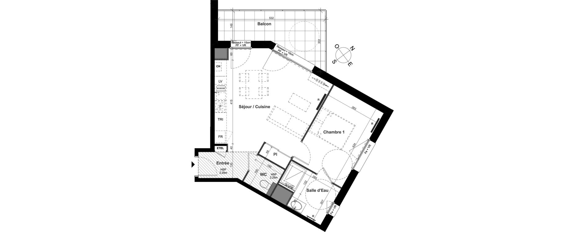Appartement T2 de 46,85 m2 &agrave; Clermont-Ferrand Les salins