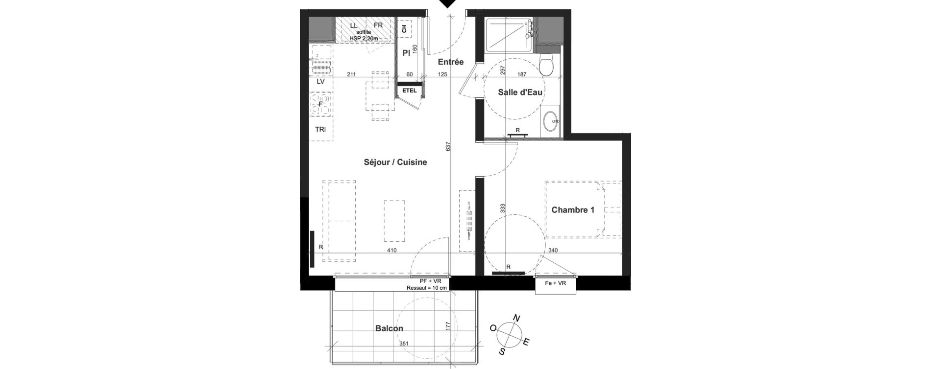 Appartement T2 de 41,55 m2 &agrave; Clermont-Ferrand Les salins
