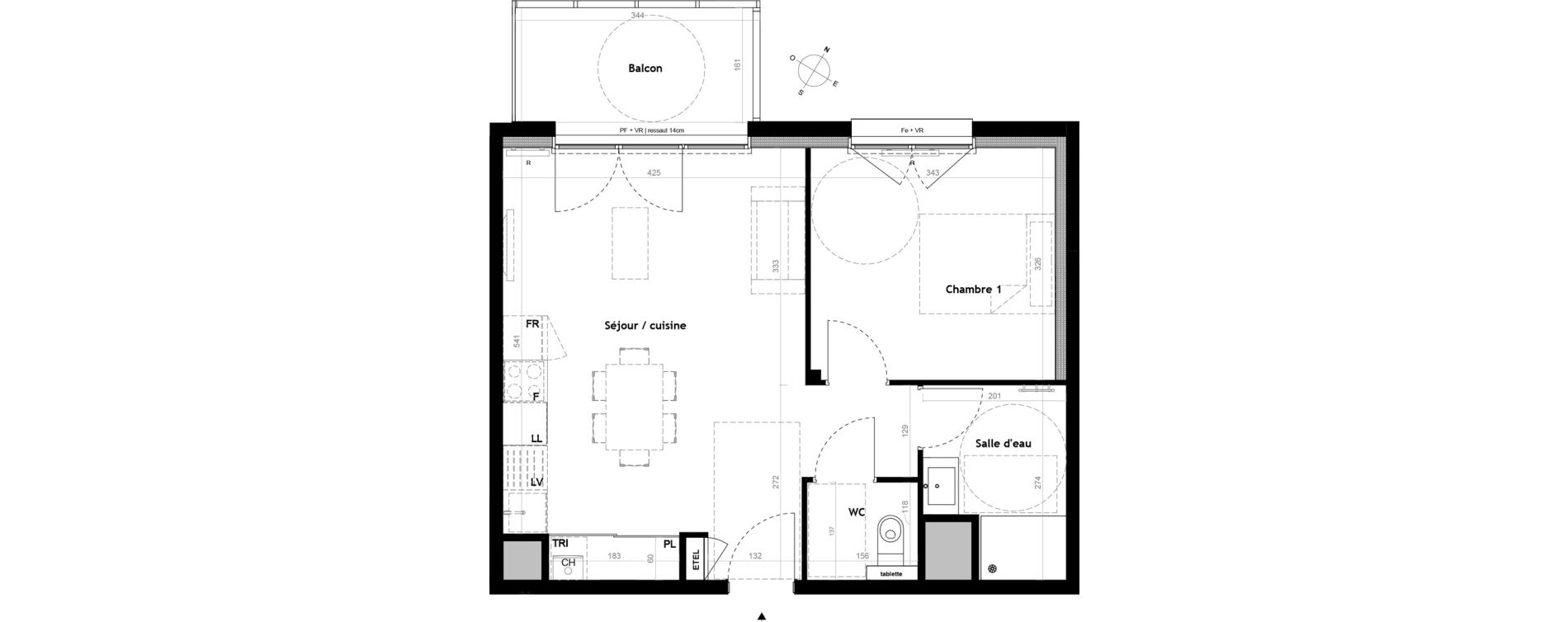 Appartement T2 de 45,20 m2 &agrave; Clermont-Ferrand P&eacute;lissier