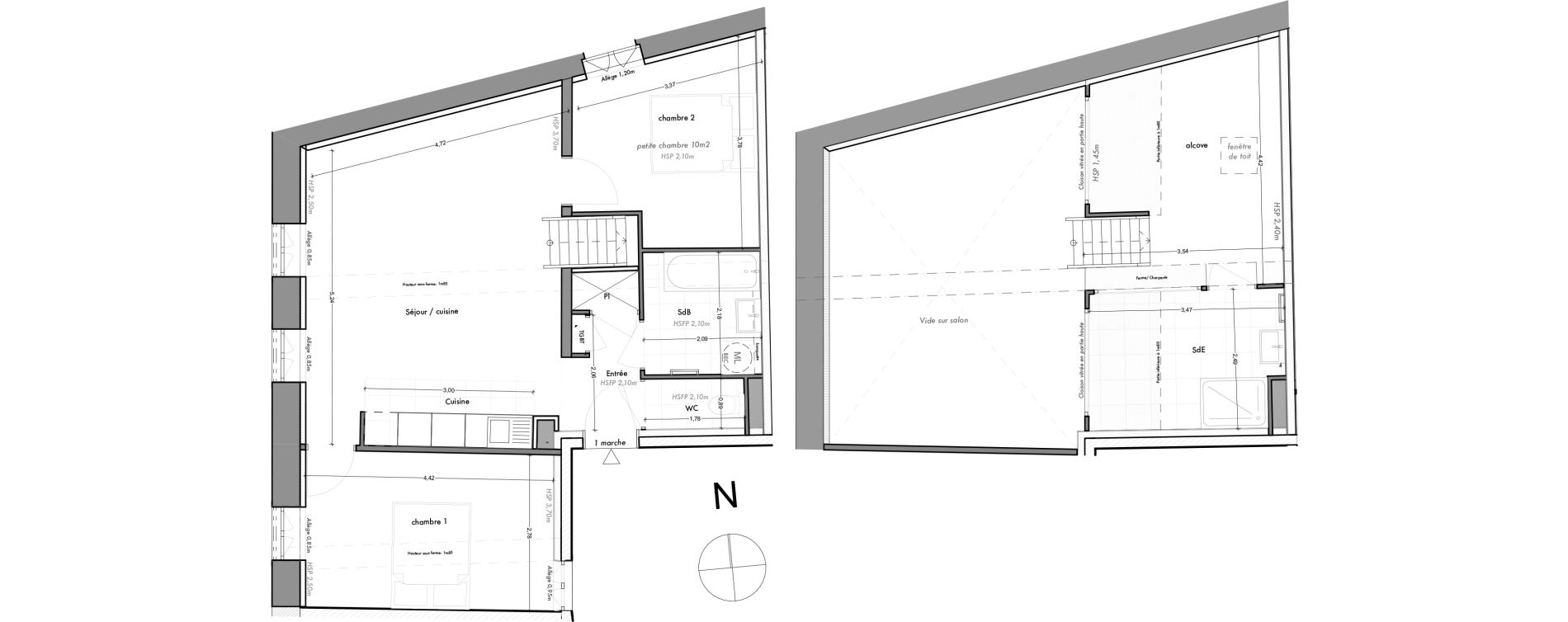 Duplex T3 de 72,38 m2 &agrave; Albigny-Sur-Sa&ocirc;ne Centre