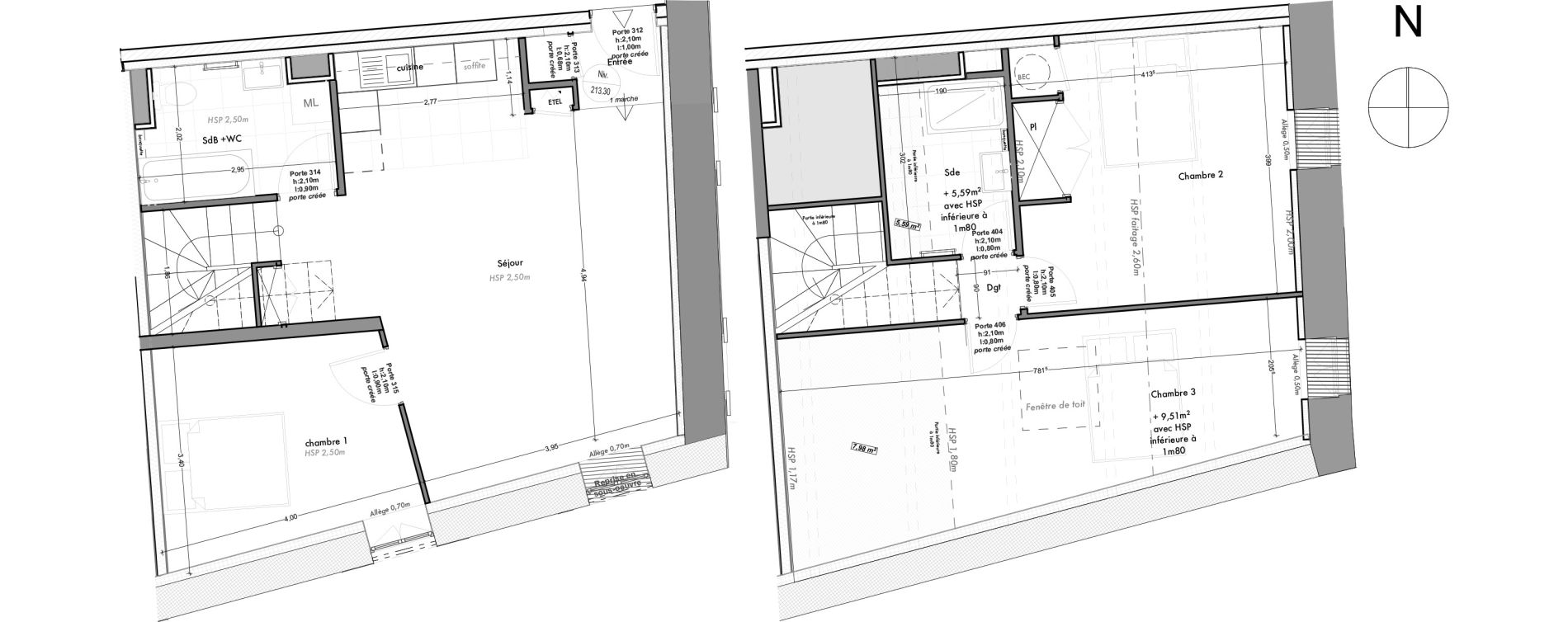 Duplex T4 de 81,35 m2 &agrave; Albigny-Sur-Sa&ocirc;ne Centre