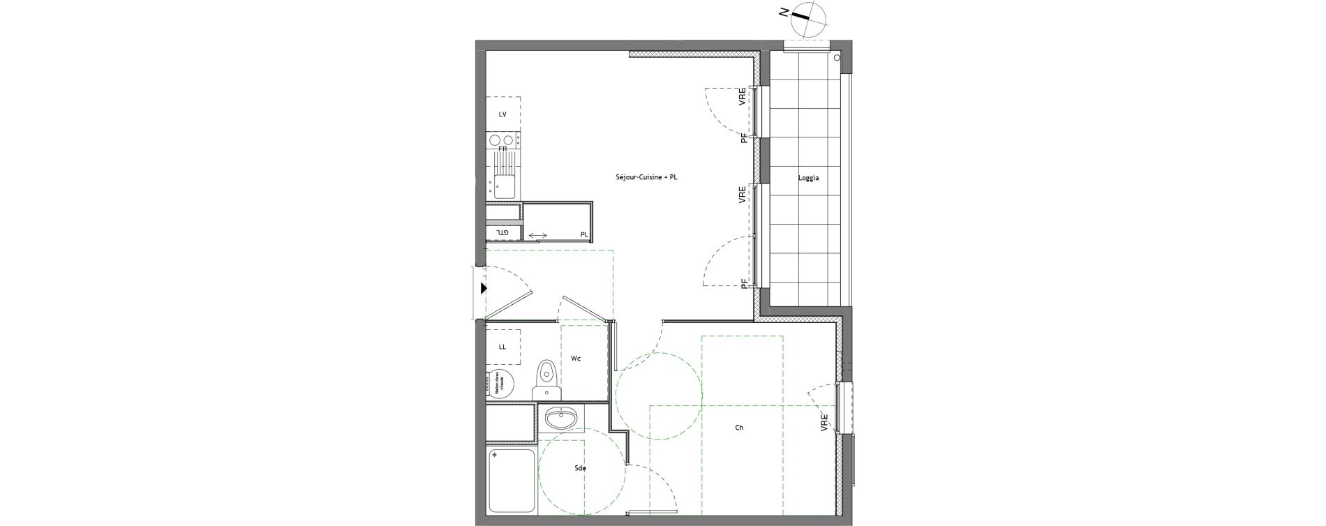Appartement T2 de 40,03 m2 &agrave; Anse Centre