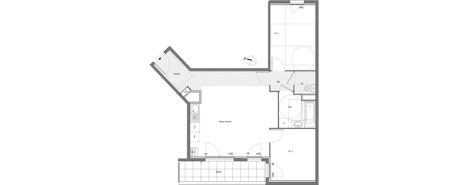 Appartement T3 de 60,81 m2 &agrave; Anse Centre