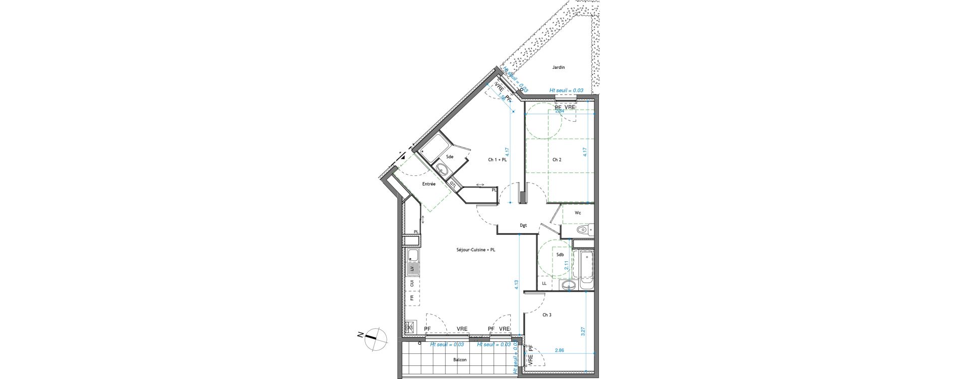 Appartement T4 de 74,72 m2 &agrave; Anse Centre