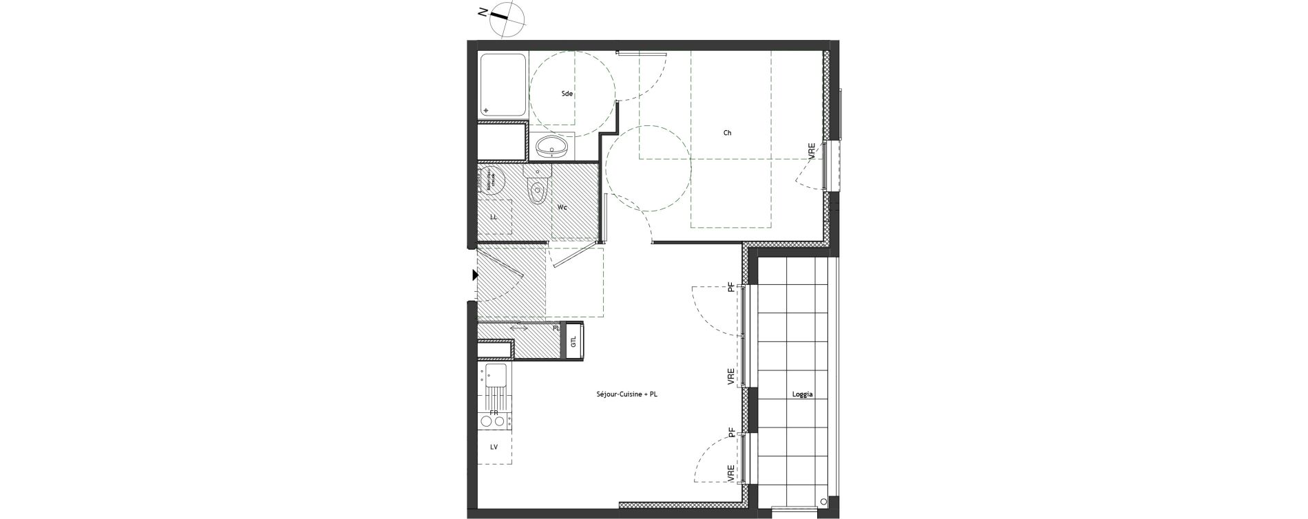 Appartement T2 de 39,74 m2 &agrave; Anse Centre