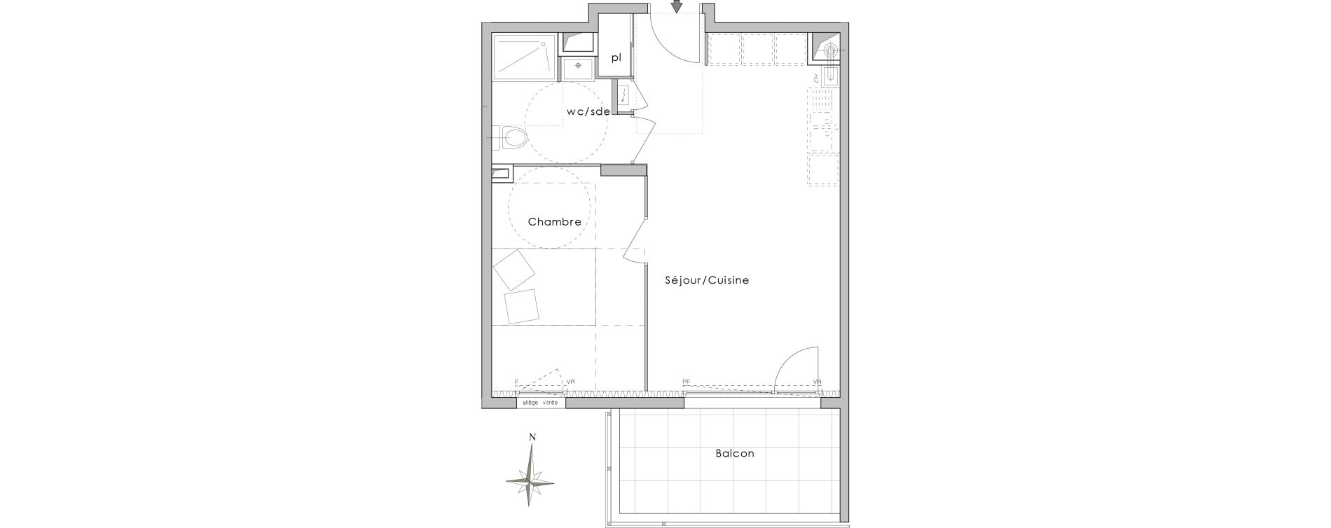 Appartement T2 de 40,64 m2 &agrave; Arnas Les pr&eacute;s de marverand