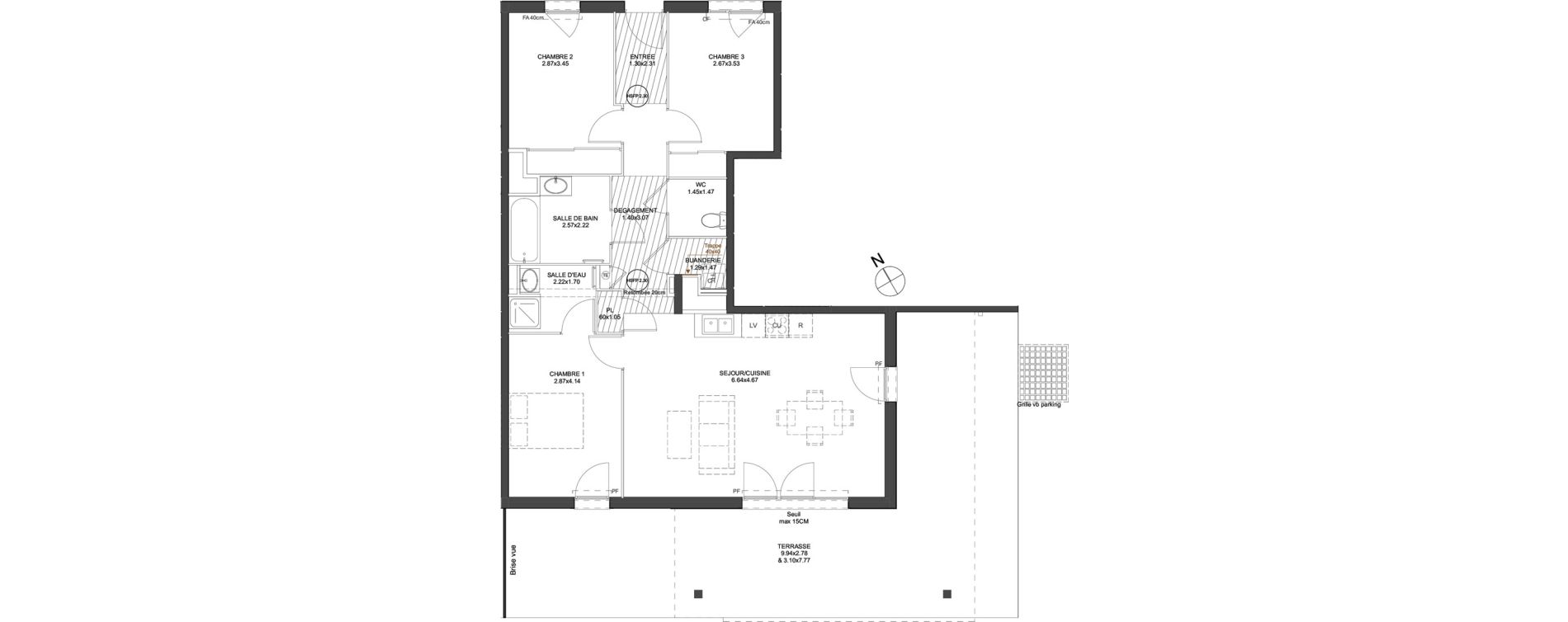 Appartement T4 de 87,34 m2 &agrave; Arnas Les pr&eacute;s de marverand