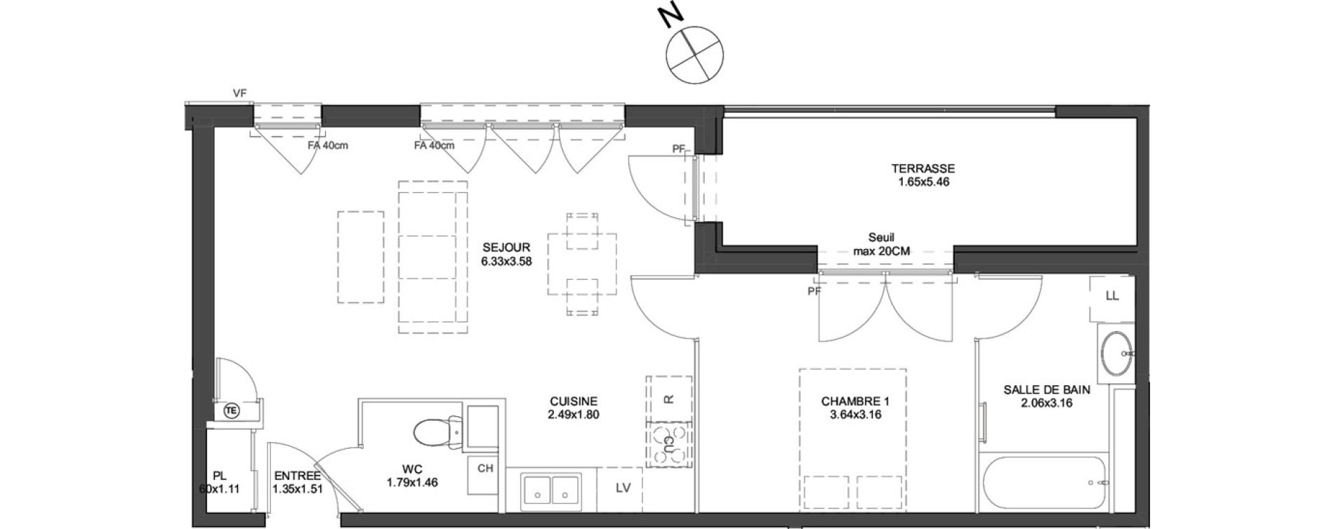 Appartement T2 de 48,80 m2 &agrave; Arnas Les pr&eacute;s de marverand