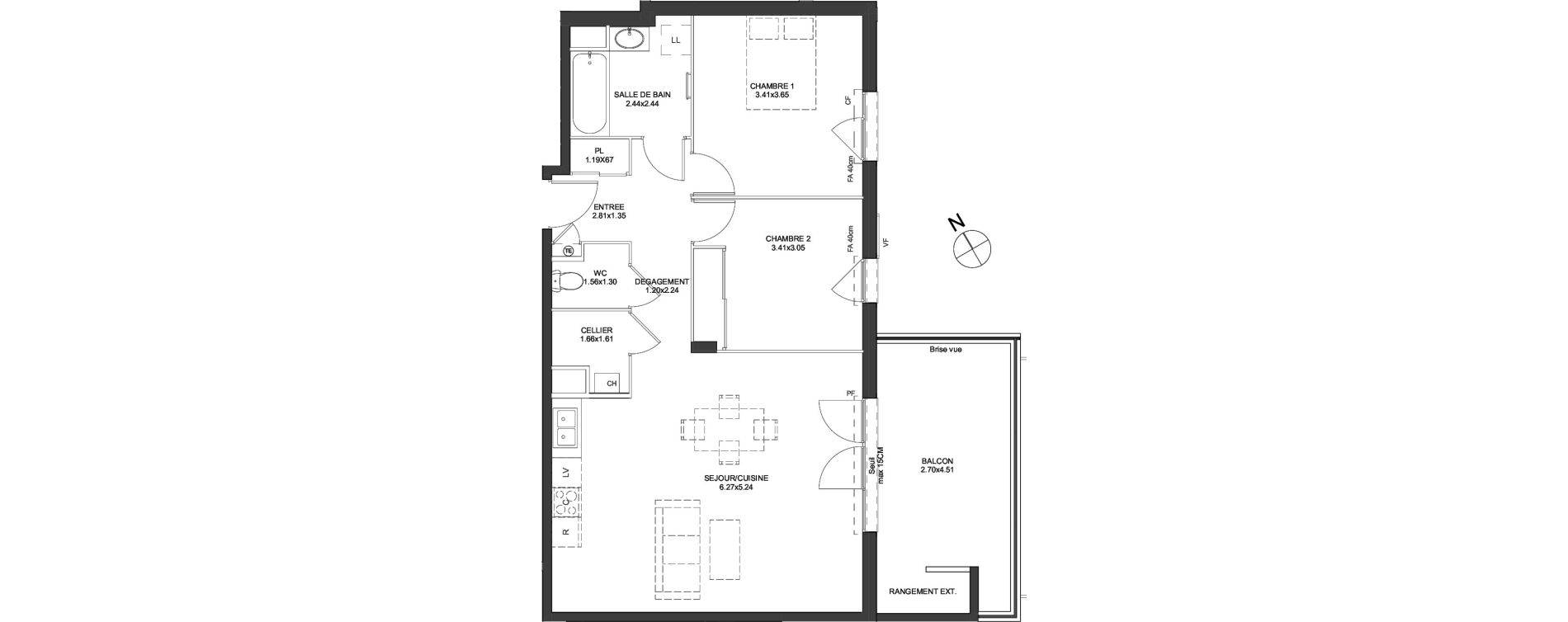 Appartement T3 de 71,43 m2 &agrave; Arnas Les pr&eacute;s de marverand