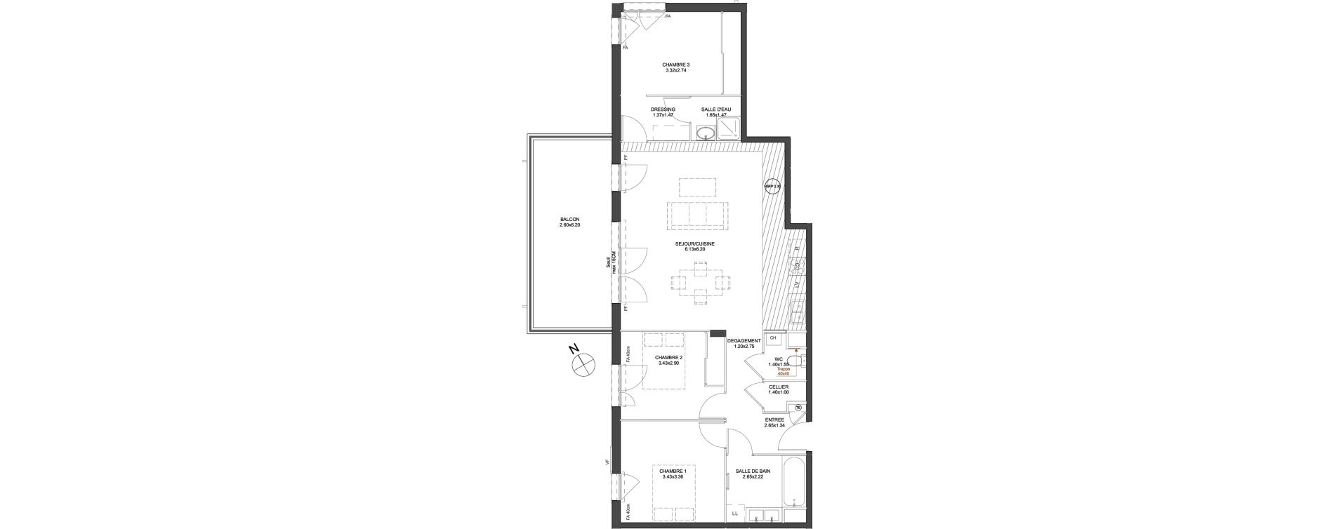 Appartement T4 de 89,32 m2 &agrave; Arnas Les pr&eacute;s de marverand