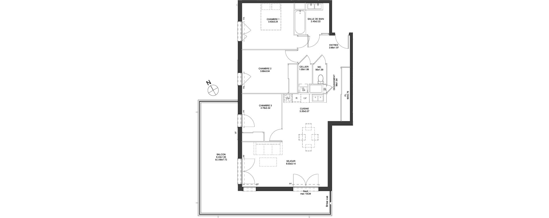 Appartement T4 de 84,32 m2 &agrave; Arnas Les pr&eacute;s de marverand
