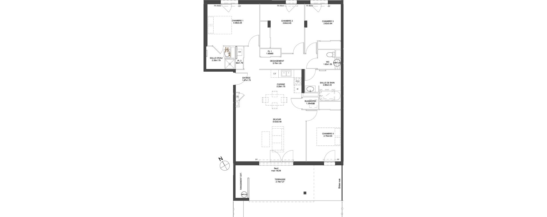 Appartement T5 de 108,44 m2 &agrave; Arnas Les pr&eacute;s de marverand