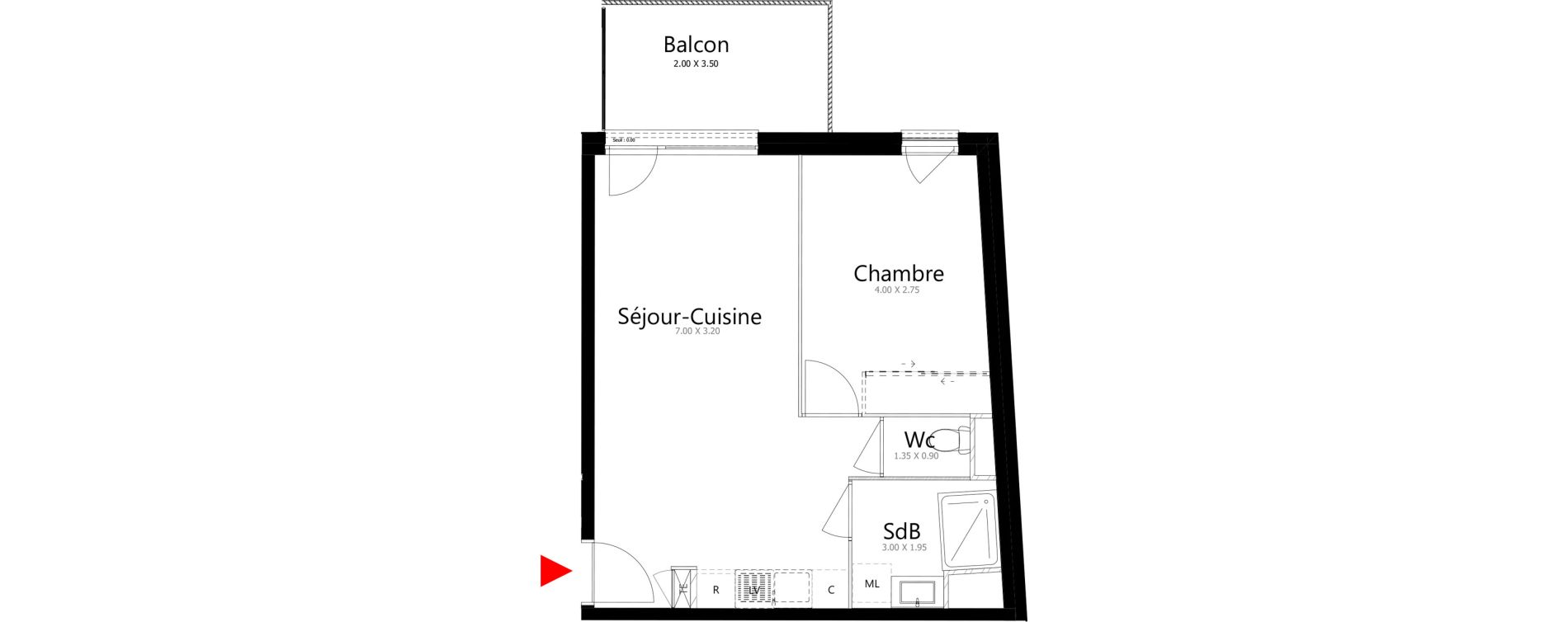 Appartement T2 de 41,86 m2 &agrave; Belleville Belleville en beaujolais