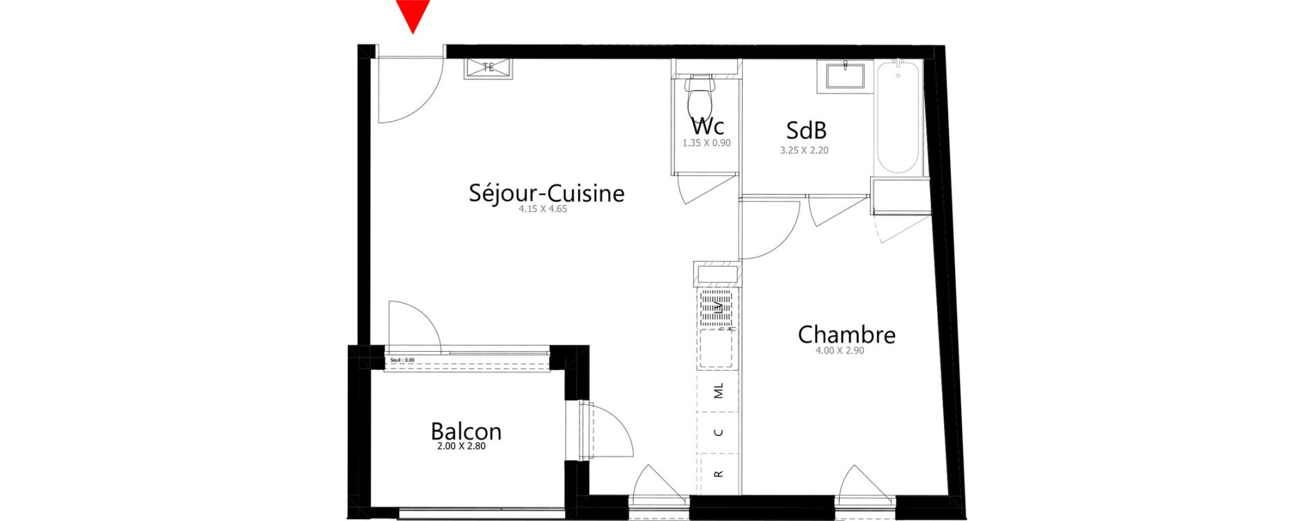 Appartement T2 de 43,05 m2 &agrave; Belleville Belleville en beaujolais