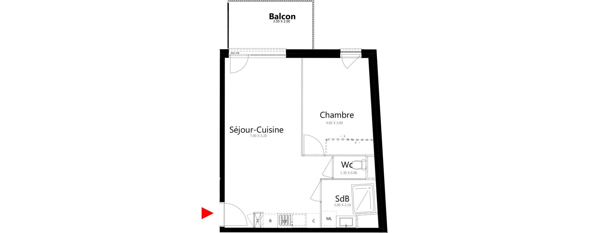 Appartement T2 de 41,86 m2 &agrave; Belleville Belleville en beaujolais