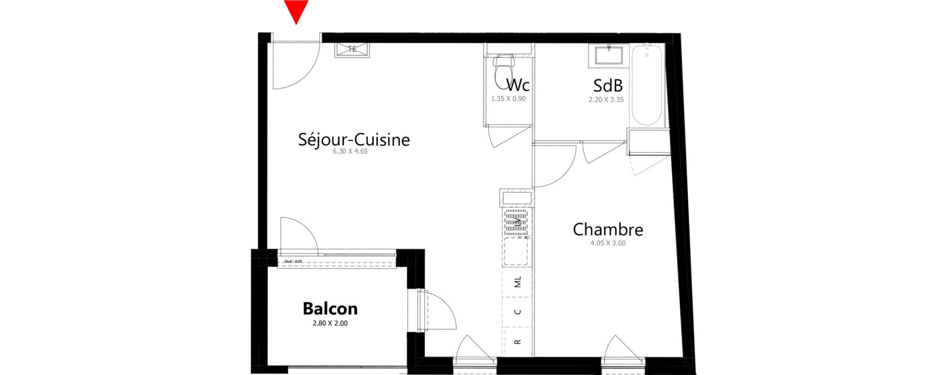 Appartement T2 de 43,05 m2 &agrave; Belleville Belleville en beaujolais