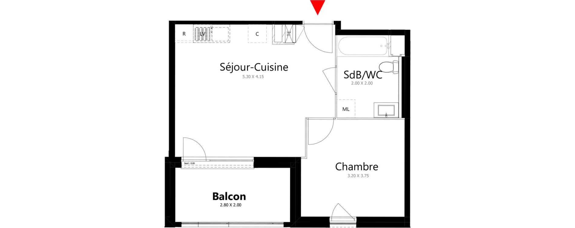 Appartement T2 de 37,10 m2 &agrave; Belleville Belleville en beaujolais