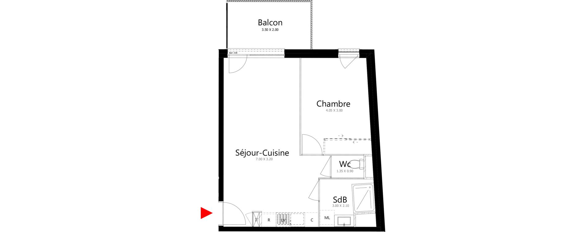 Appartement T2 de 41,86 m2 &agrave; Belleville Belleville en beaujolais