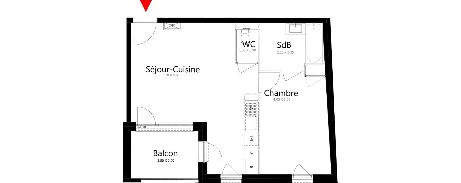 Appartement T2 de 43,05 m2 &agrave; Belleville Belleville en beaujolais