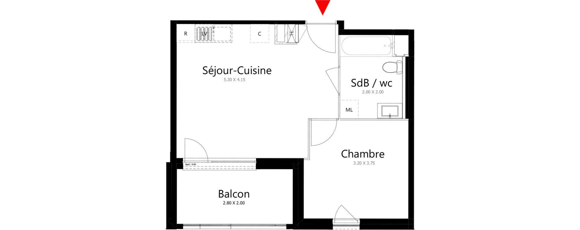 Appartement T2 de 37,10 m2 &agrave; Belleville Belleville en beaujolais