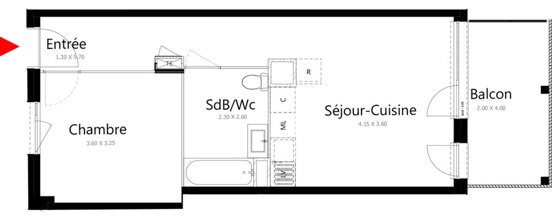 Appartement T2 de 41,89 m2 &agrave; Belleville Belleville en beaujolais