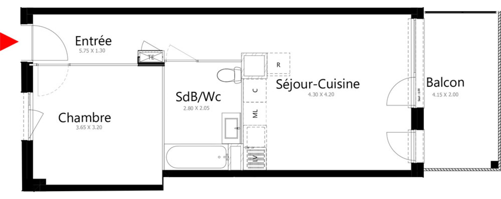 Appartement T2 de 41,89 m2 &agrave; Belleville Belleville en beaujolais