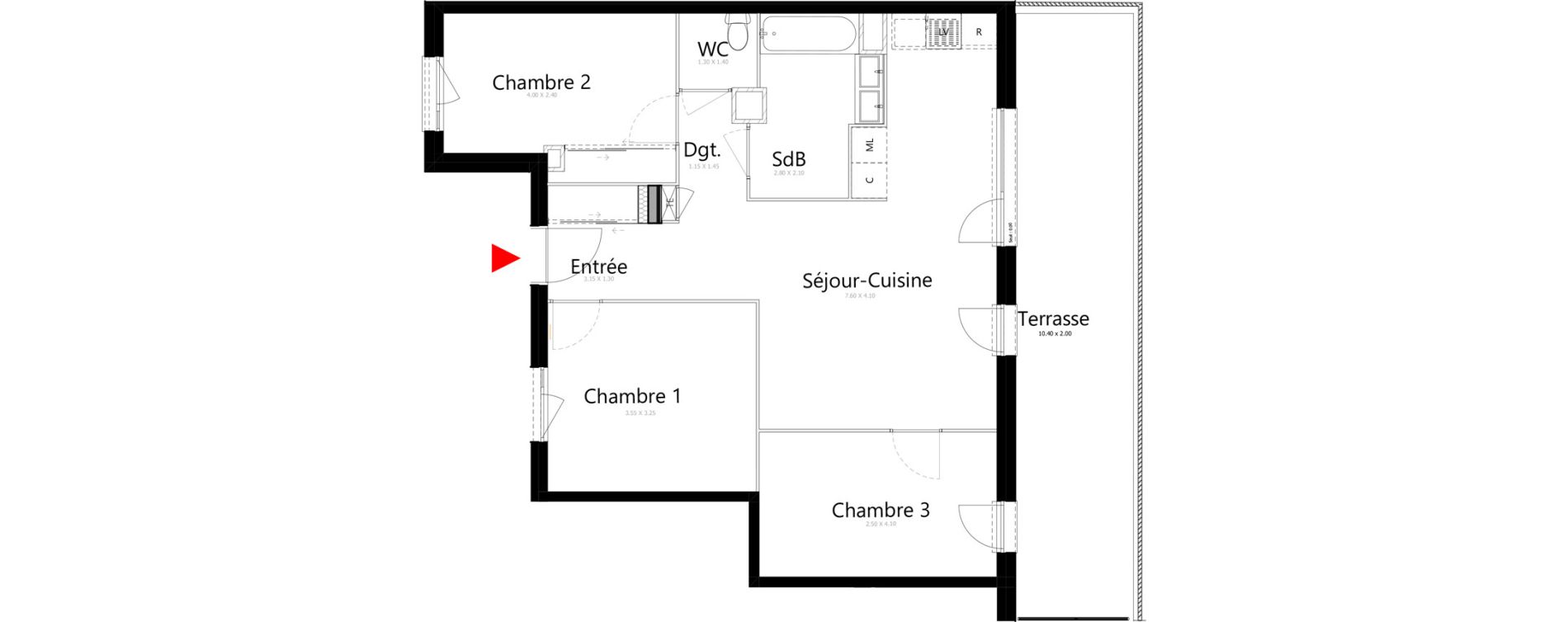 Appartement T4 de 72,04 m2 &agrave; Belleville Belleville en beaujolais