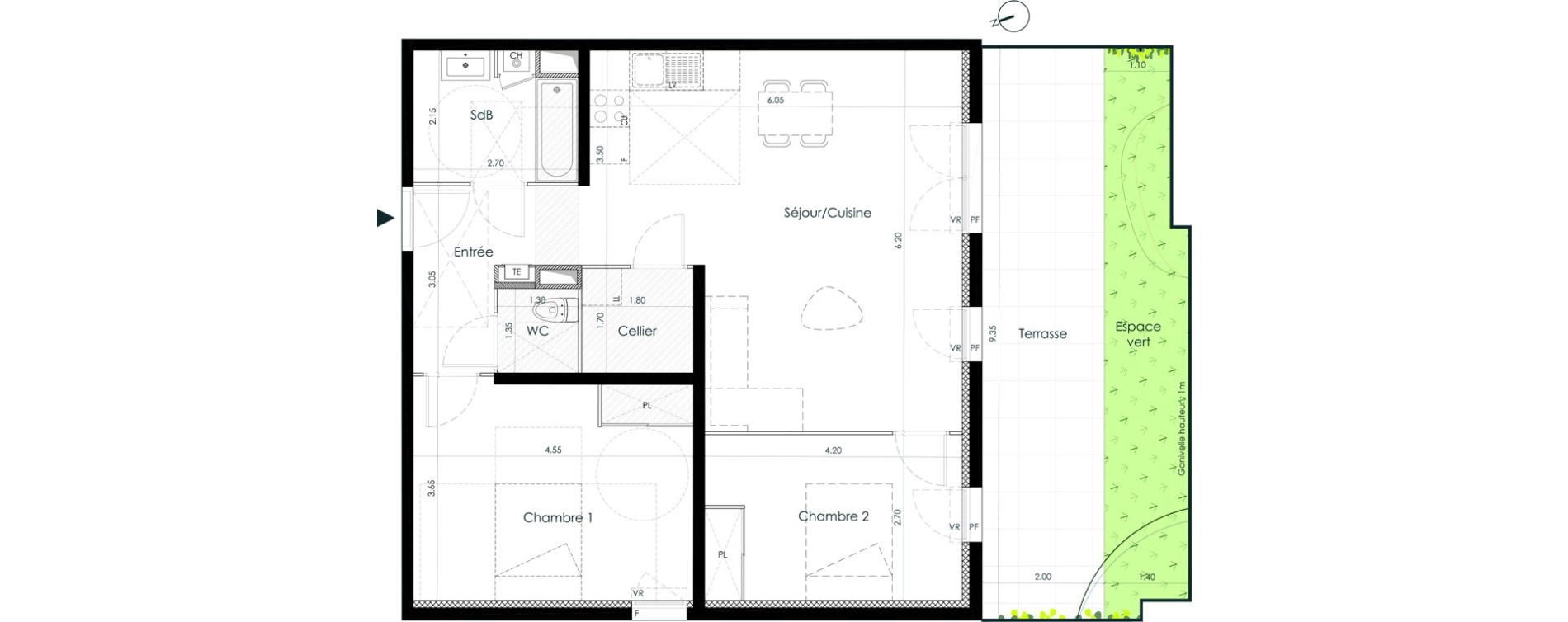 Appartement T3 de 76,25 m2 &agrave; Belleville Centre