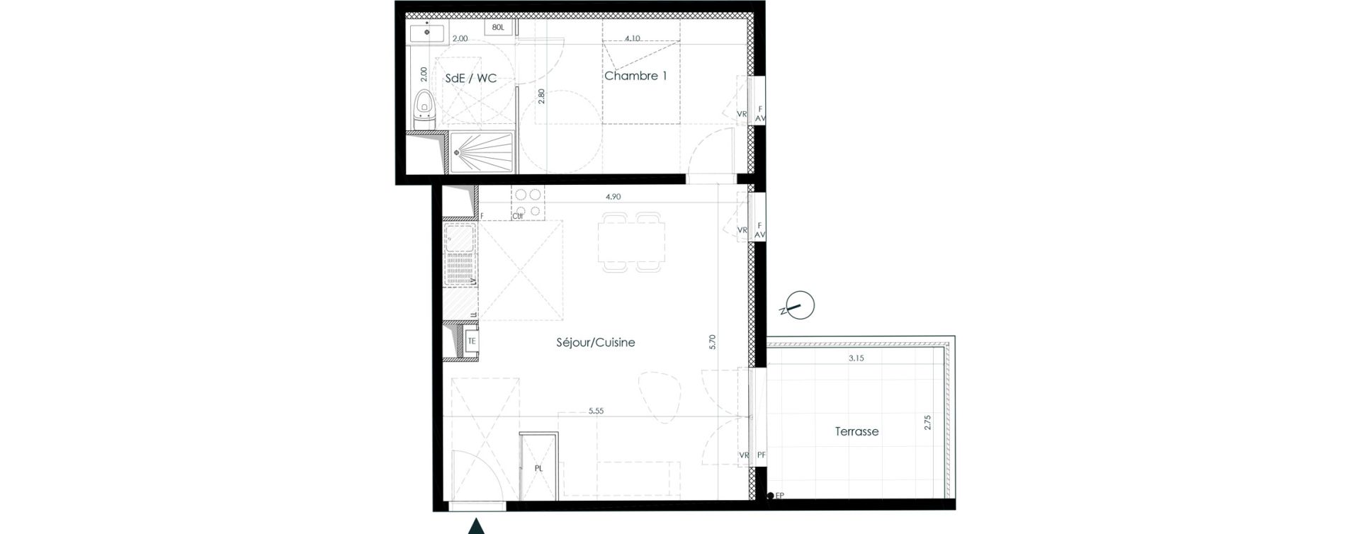 Appartement T2 de 47,20 m2 &agrave; Belleville Centre