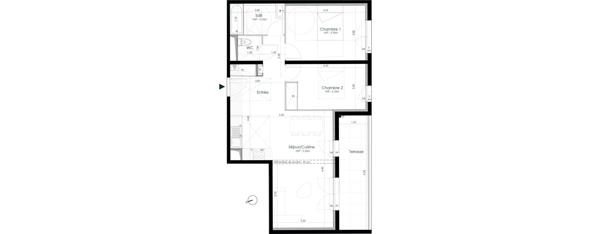 Appartement T3 de 67,00 m2 &agrave; Belleville Centre