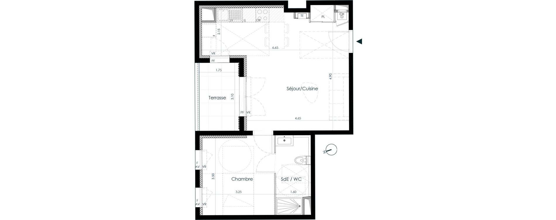 Appartement T2 de 46,35 m2 &agrave; Belleville Centre