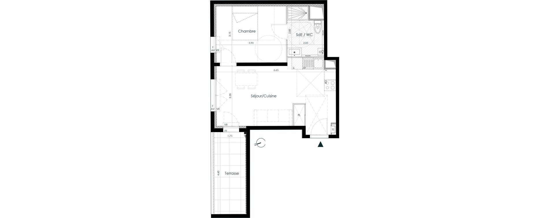 Appartement T2 de 41,10 m2 &agrave; Belleville Centre