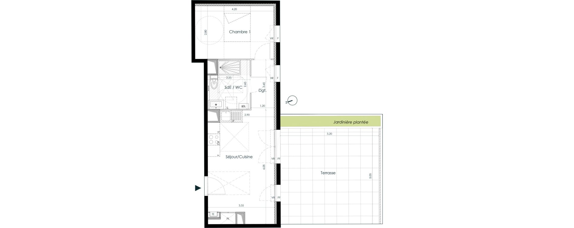 Appartement T2 de 40,80 m2 &agrave; Belleville Centre