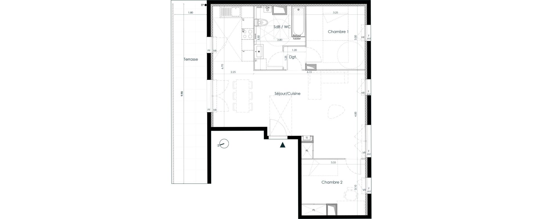Appartement T3 de 72,05 m2 &agrave; Belleville Centre