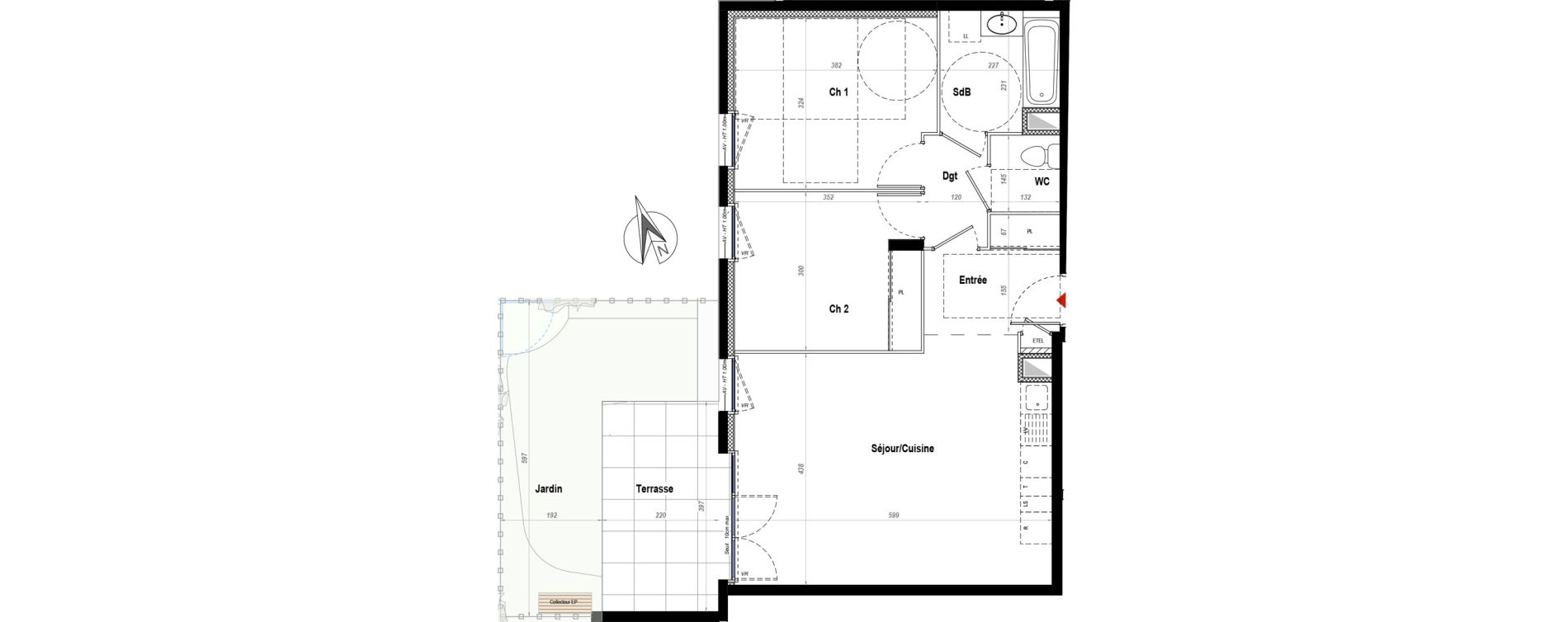 Appartement T3 de 63,37 m2 &agrave; Belleville Centre