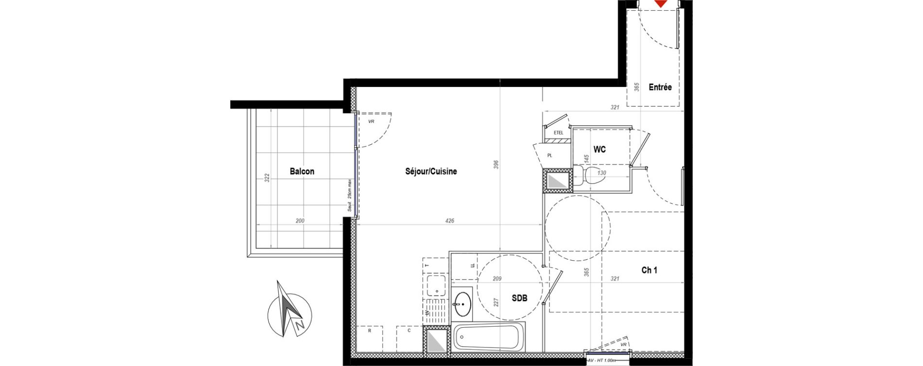 Appartement T2 de 46,56 m2 &agrave; Belleville Centre
