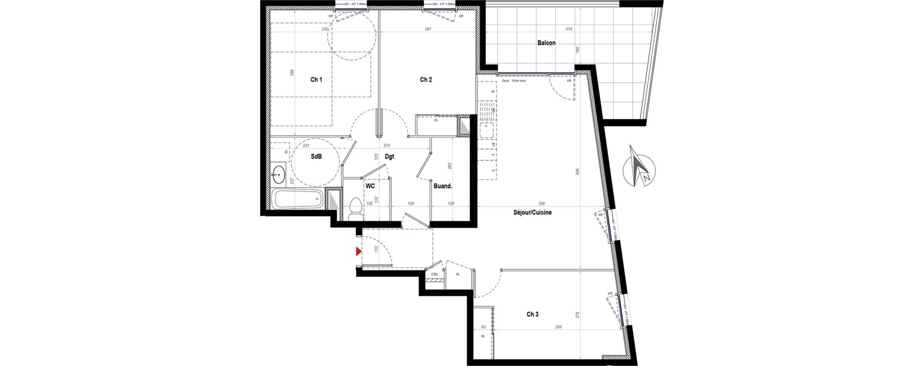 Appartement T4 de 80,00 m2 &agrave; Belleville Centre