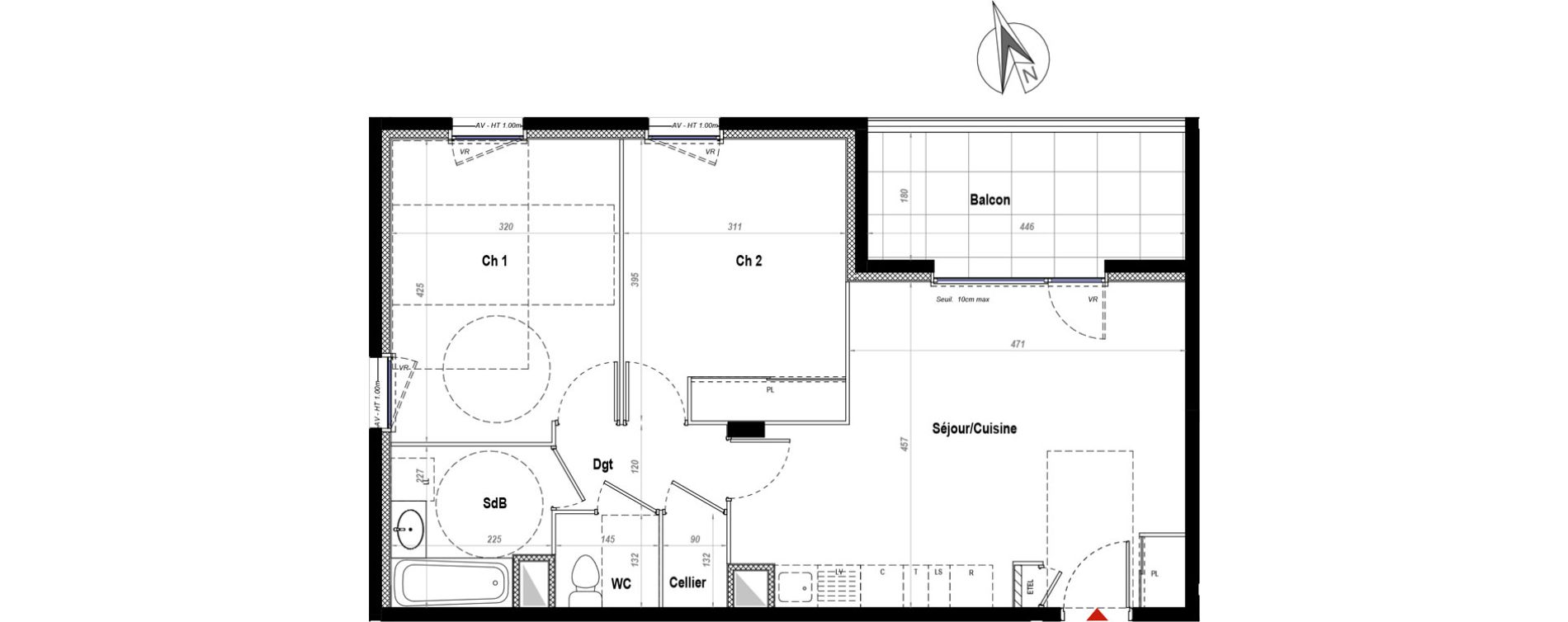 Appartement T3 de 61,32 m2 &agrave; Belleville Centre