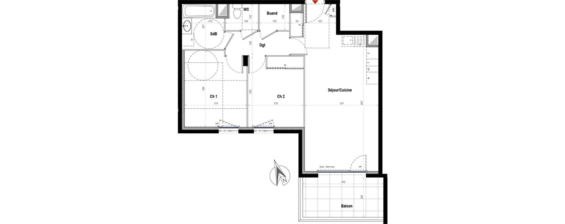 Appartement T3 de 61,90 m2 &agrave; Belleville Centre