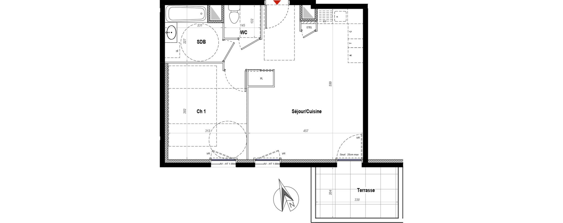Appartement T2 de 45,72 m2 &agrave; Belleville Centre