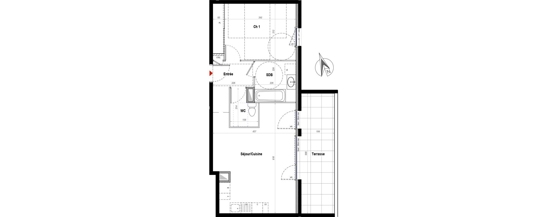 Appartement T2 de 50,56 m2 &agrave; Belleville Centre